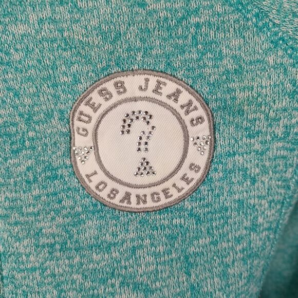 ‼️final must bundle‼️ Guess Sweatshirt Pullover Heather Teal Green Quarter Zip - Picture 3 of 12